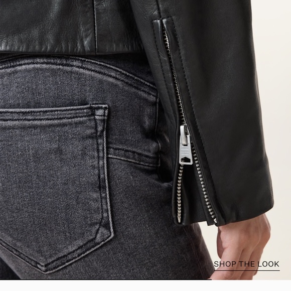 AllSaints DALBY SLIM FIT LEATHER BIKER JACKET - Picture 3 of 12